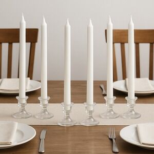 Luminessence White Taper Candles Lot of 10 Unscented 10" Dining Decor
